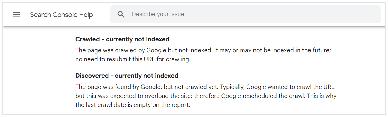 Masalah Pengindeksan Google Search Console